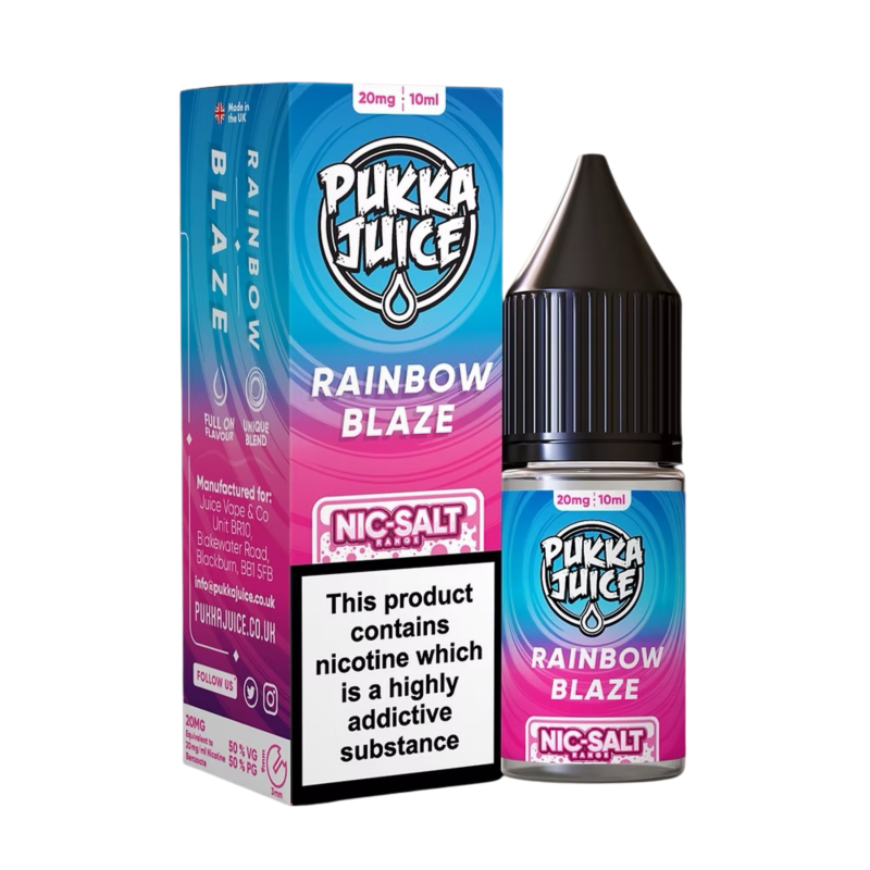 Rainbow Blaze Nic Salt E-liquid By Pukka Juice 4 for £10