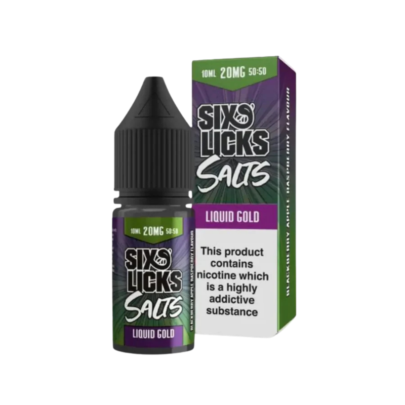 Liquid Gold Nic Salt E-Liquid by Six Licks Salts only 99p