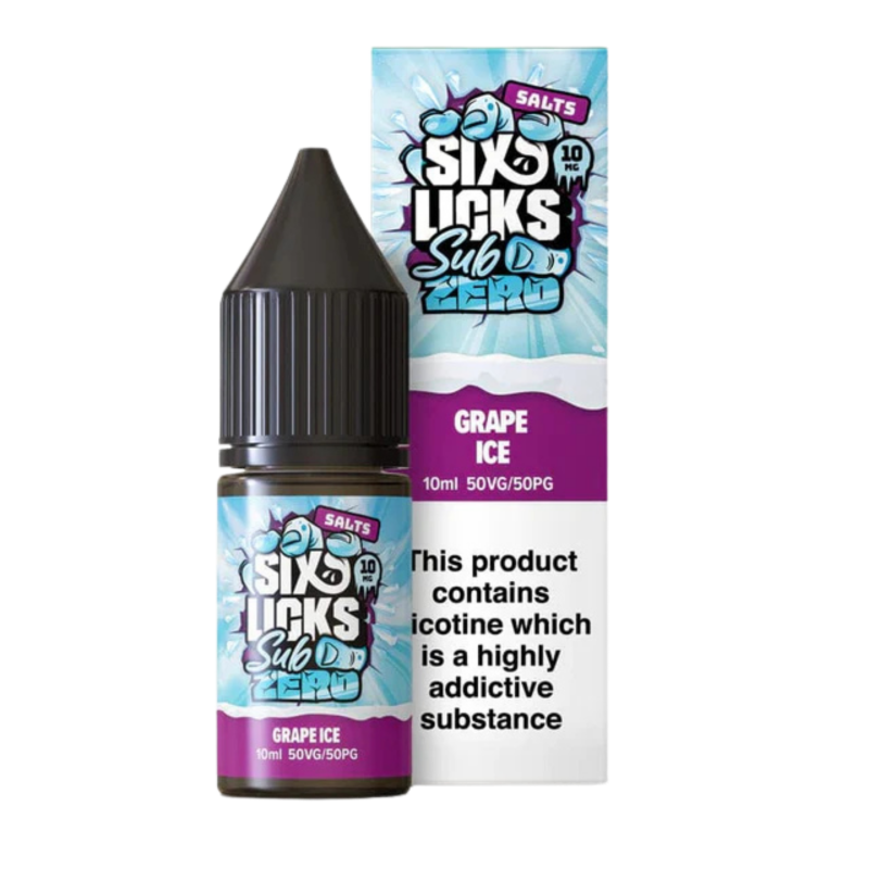 Grape Ice Nic Salt E-Liquid by Six Licks Sub Zero only 99p