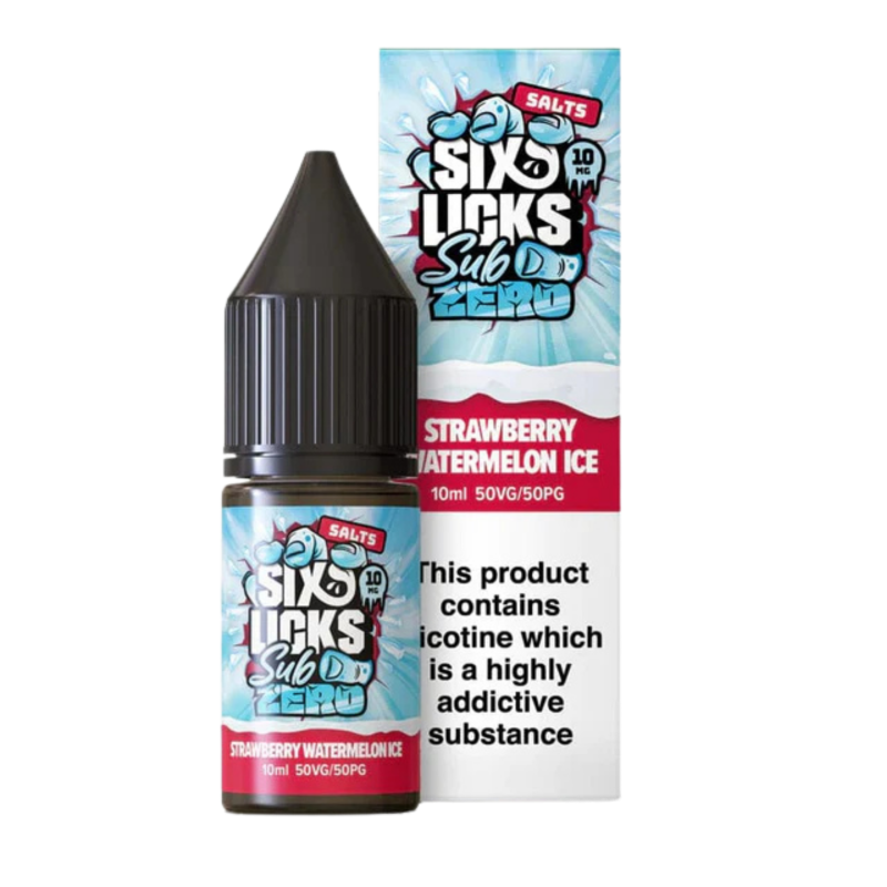 Strawberry Watermelon Ice Nic Salt E-Liquid by Six Licks Sub Zero only 99p