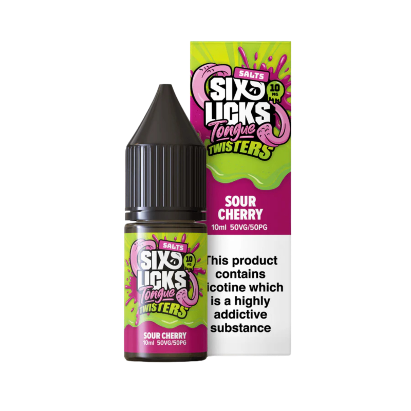Sour Cherry Nic Salt E-Liquid by Six Licks Tongue Twisters only 99p