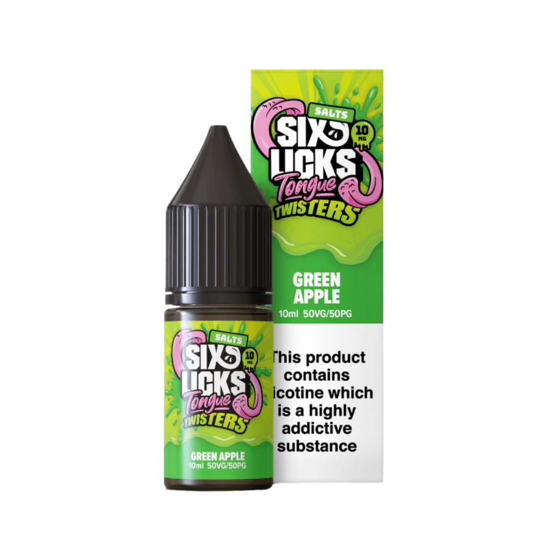 Green Apple Nic Salt E-Liquid by Six Licks Tongue Twisters only 99p