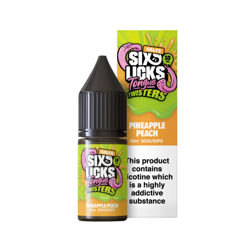 Pineapple Peach Nic Salt E-Liquid by Six Licks Tongue Twisters only 99p